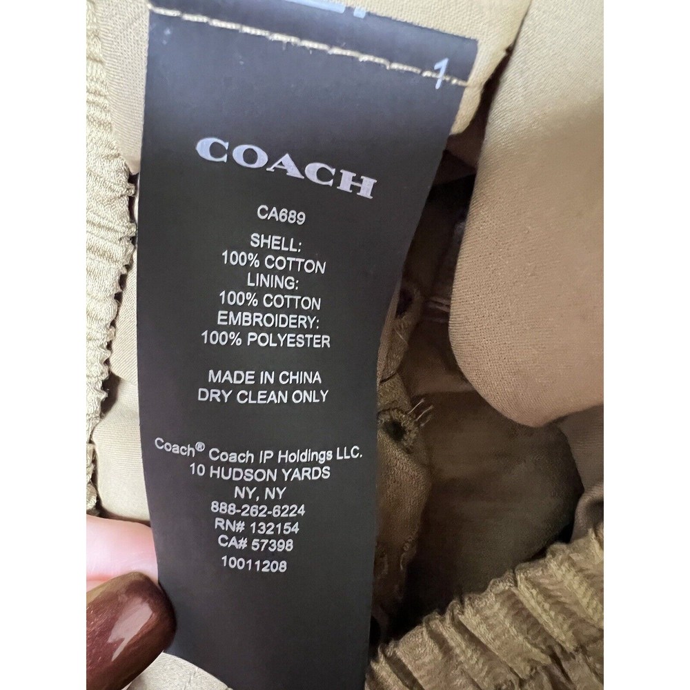 Coach Broderie Anglaise‎ Long Skirt In Organic Cotton Dark Olive Women’s Size 6 - Picture 10 of 11